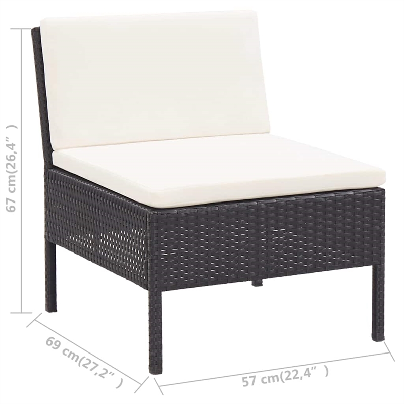 vidaXL 6 Piece Patio Lounge Set with Cushions Poly Rattan Black