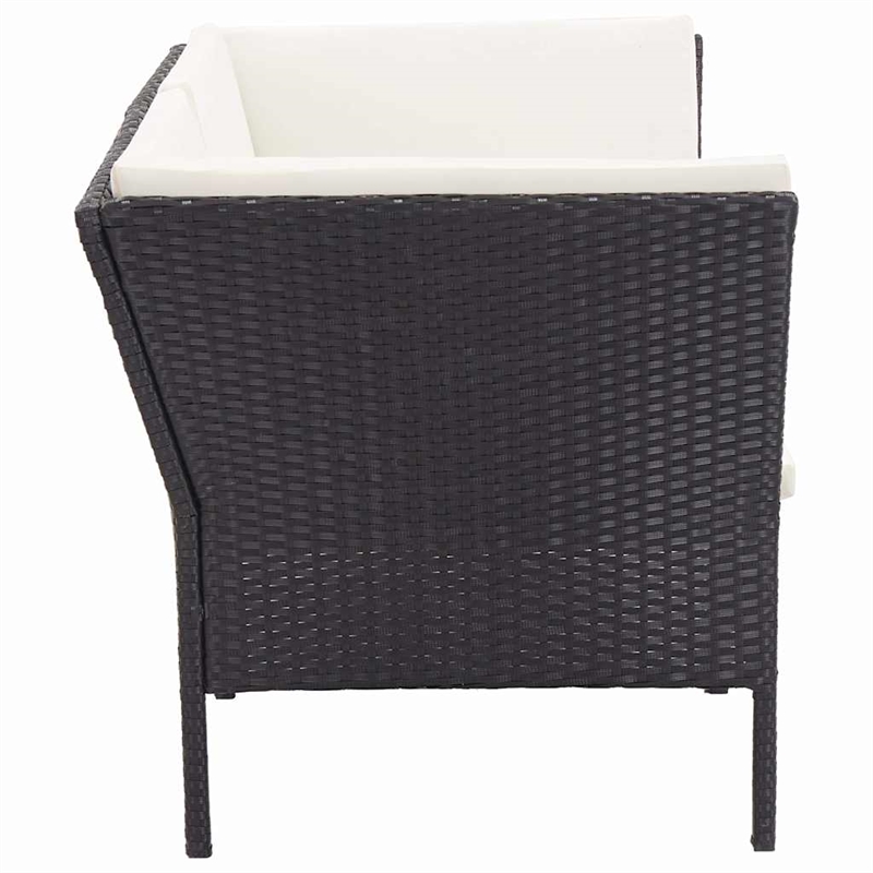 vidaXL 6 Piece Patio Lounge Set with Cushions Poly Rattan Black
