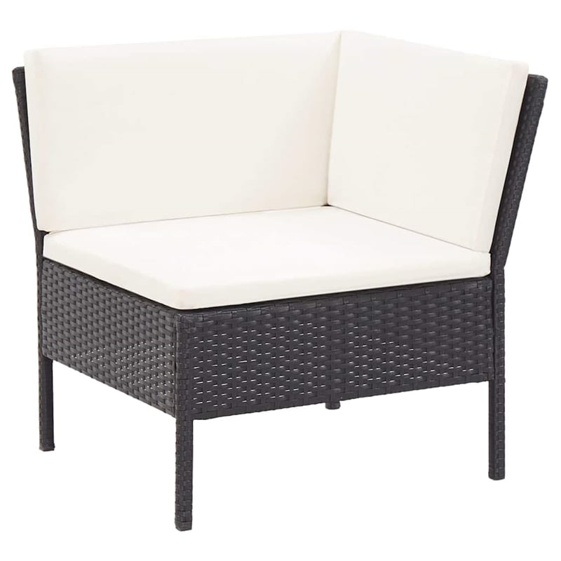 vidaXL 6 Piece Patio Lounge Set with Cushions Poly Rattan Black