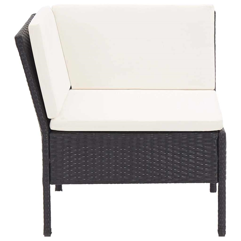vidaXL 6 Piece Patio Lounge Set with Cushions Poly Rattan Black