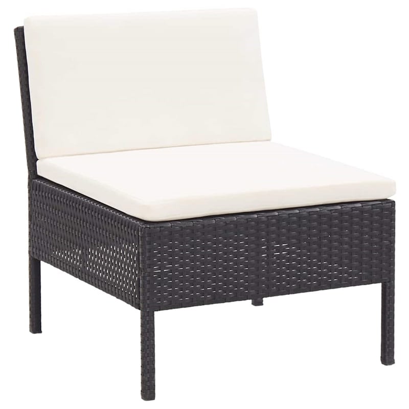 vidaXL 6 Piece Patio Lounge Set with Cushions Poly Rattan Black