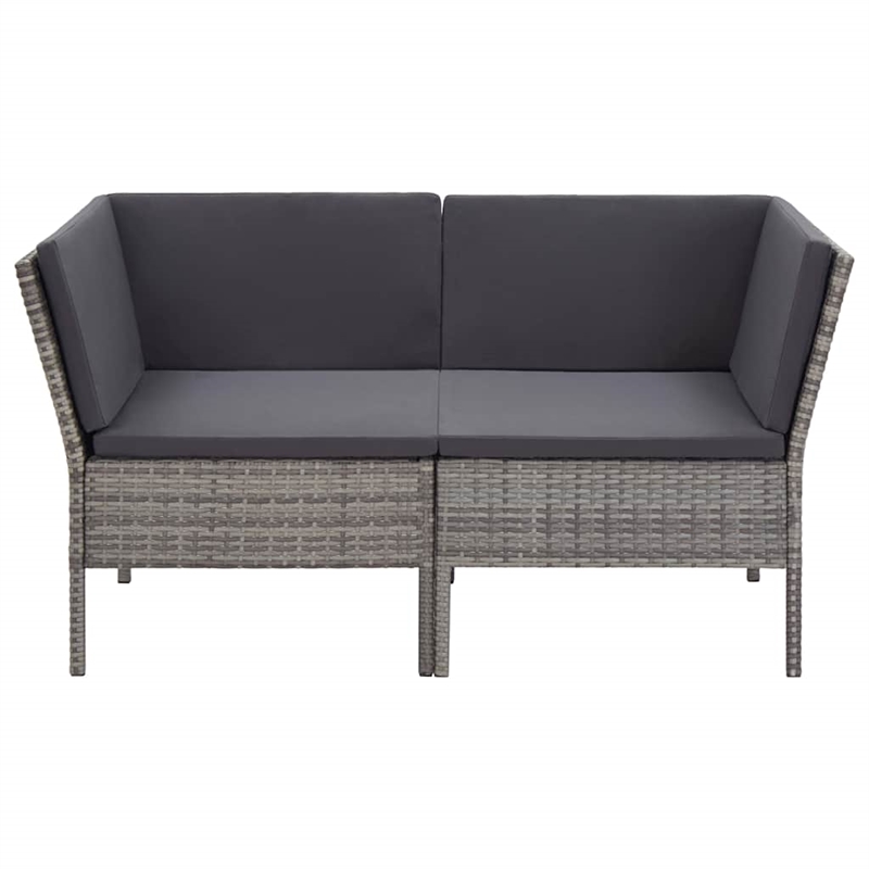 vidaXL 6 Piece Patio Lounge Set with Cushions Poly Rattan Gray