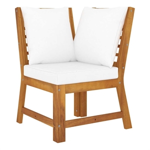 vidaXL Sectional Corner Sofa with Cream Cushion Solid Acacia Wood
