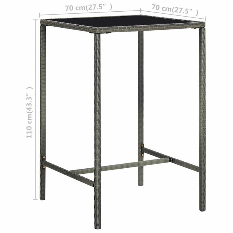 vidaXL Patio Bar Table Gray 27.6