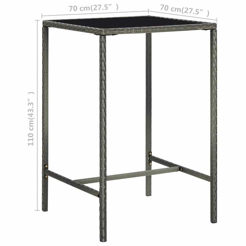 vidaXL Patio Bar Table Gray 27.6