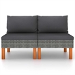 vidaXL Middle Sofas 2 pcs Poly Rattan and Solid Eucalyptus Wood
