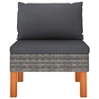 vidaXL Middle Sofas 2 pcs Poly Rattan and Solid Eucalyptus Wood