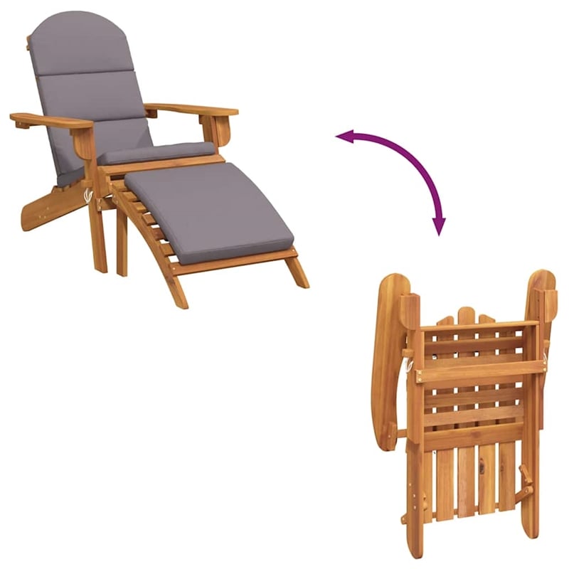 vidaXL Adirondack Patio Chair with Footrest Solid Wood Acacia