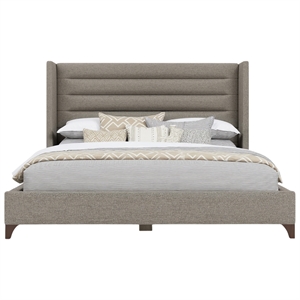 Savelle Channel Upholstered Bed King Fabric Gray Performance Fabric