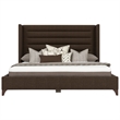 Savelle Channel Upholstered Bed Queen Brown Performance Fabric