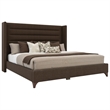 Savelle Channel Upholstered Bed Queen Brown Performance Fabric