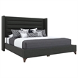 Savelle Channel Upholstered Bed Queen Charcoal Performance Fabric