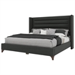 Savelle Channel Upholstered Bed Queen Charcoal Performance Fabric