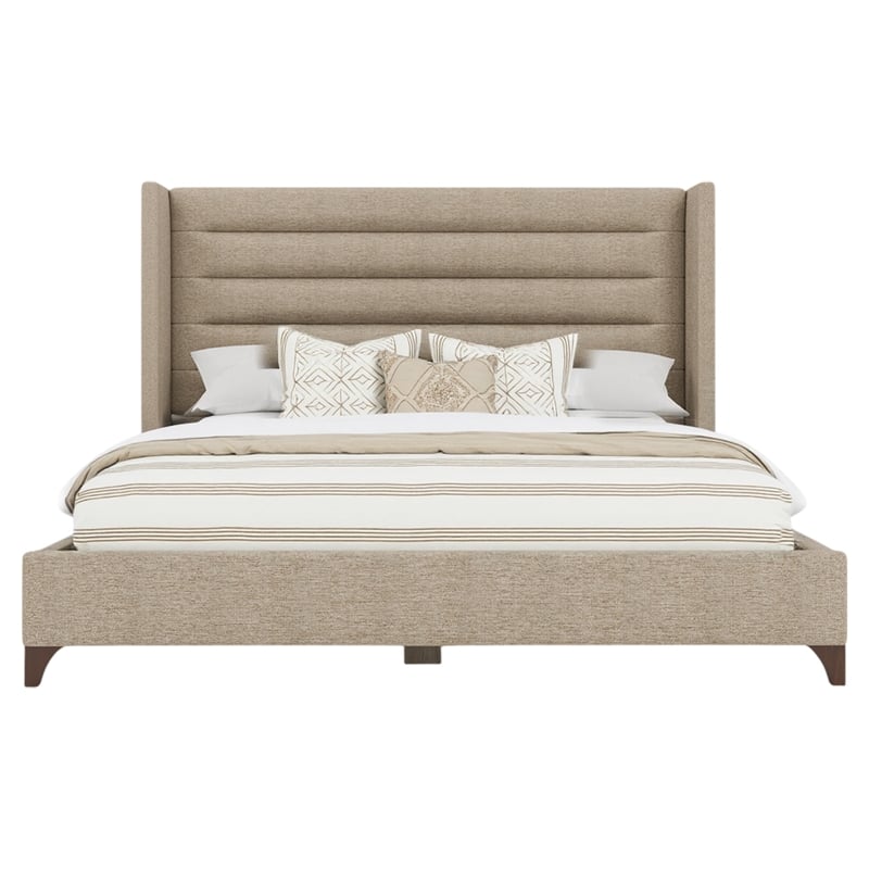 Savelle Channel Upholstered Bed Queen Tan Performance Fabric