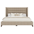 Savelle Channel Upholstered Bed Queen Tan Performance Fabric