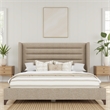 Savelle Channel Upholstered Bed Queen Tan Performance Fabric