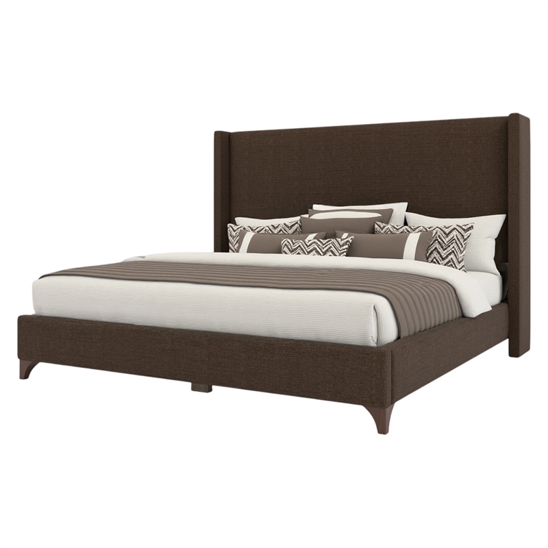 Savelle Upholstered Bed King Brown Performance Fabric