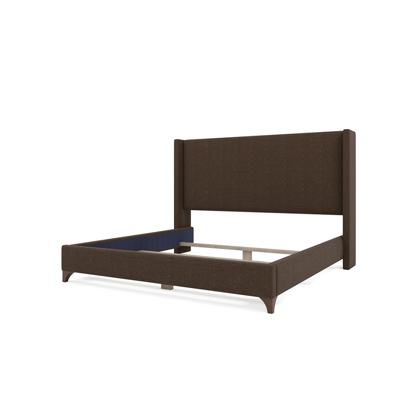 Savelle Upholstered Bed King Brown Performance Fabric