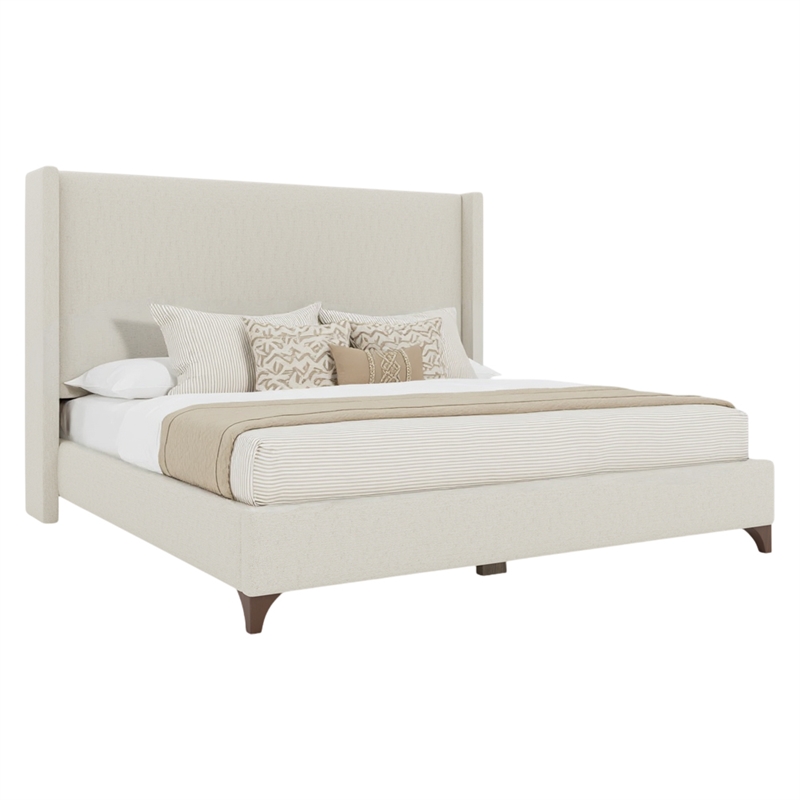 Savelle Upholstered Bed King Off White Performance Fabric