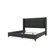 Savelle Square Upholstered Bed King Charcoal Performance Fabric