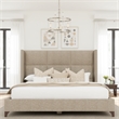Savelle Square Upholstered Bed King Tan Performance Fabric