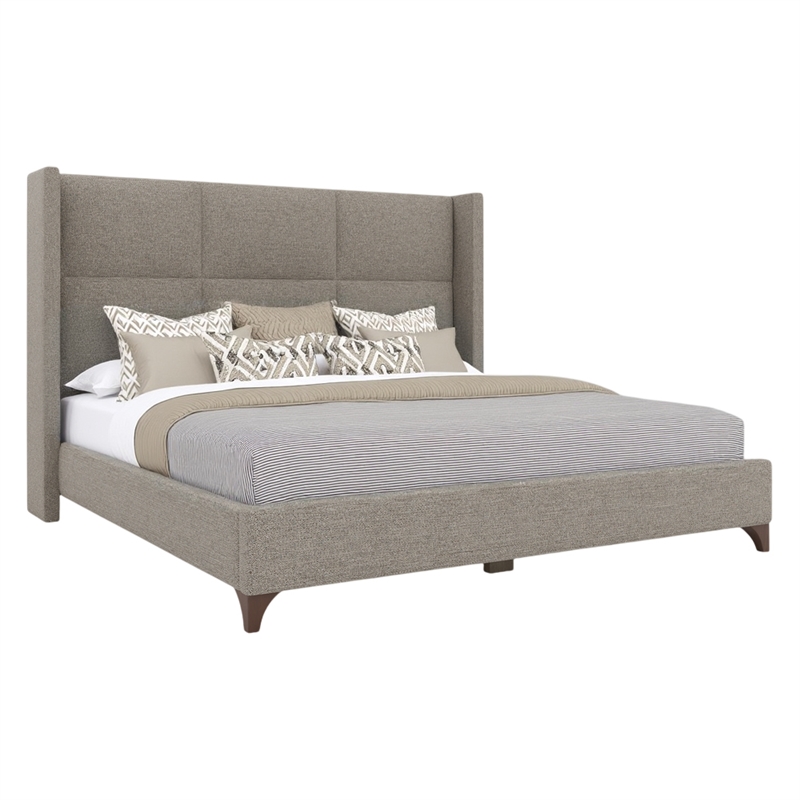 Savelle Square Upholstered Bed King Gray Performance Fabric