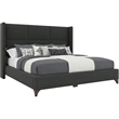 Savelle Square Upholstered Bed Queen Charcoal Performance Charcoal