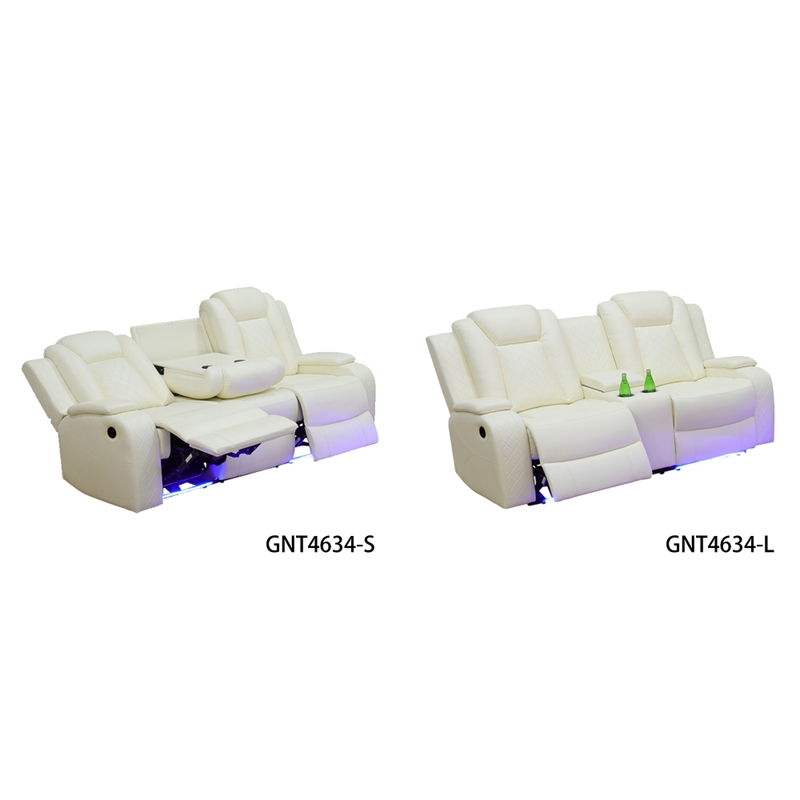 Star Home Living Breathing Leather 3-Piece Recliner Sofa Set in White