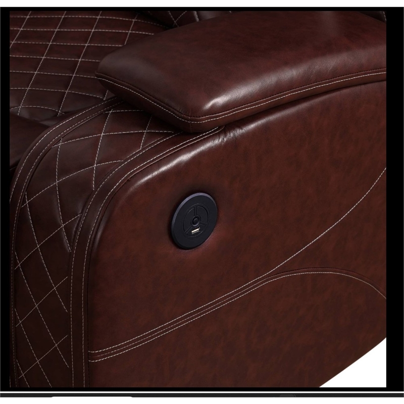 Star Home Living Breathing Leather 3-Piece Recliner Sofa Set in Brown