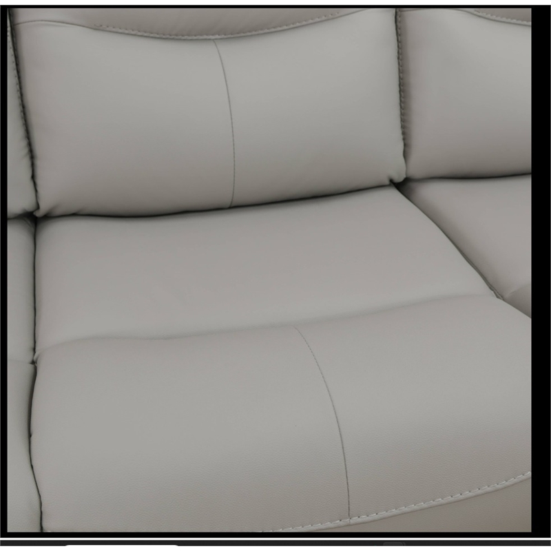 Star Home Living Breathing Leather/PVC 3-Piece Recliner Sofa Set in Light Gray