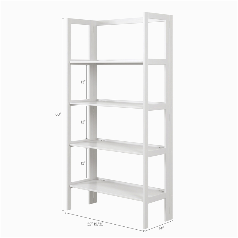 Jela Solid Wood 4 Shelf Folding Bookcase - White