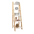 Jela Solid Wood Split 5 Shelf Ladder-Natural Legs-White Shelves