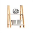 Jela Solid Wood Split 5 Shelf Ladder-Natural Legs-White Shelves