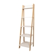 Jela Solid Wood Split 5 Shelf Ladder-Natural Legs-White Shelves
