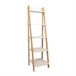 Jela Solid Wood Split 5 Shelf Ladder-Natural Legs-White Shelves