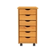 Jela Solid Wood 6 Drawer Roll Cart in Med Pine