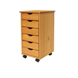 Jela Solid Wood 6 Drawer Roll Cart in Med Pine