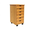 Jela Solid Wood 6 Drawer Roll Cart in Med Pine