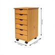 Jela Solid Wood 6 Drawer Roll Cart in Med Pine