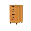 Jela Solid Wood 6 Drawer Roll Cart in Med Pine