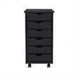 Jela Solid Wood 6 Drawer Roll Cart in Black