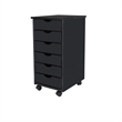 Jela Solid Wood 6 Drawer Roll Cart in Black