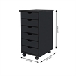 Jela Solid Wood 6 Drawer Roll Cart in Black