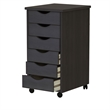 Jela Solid Wood 6 Drawer Roll Cart in Black