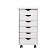 Jela Solid Wood 6 Drawer Roll Cart in White