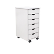 Jela Solid Wood 6 Drawer Roll Cart in White