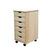 Jela Solid Wood 6 Drawer Roll Cart in Unfinished