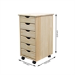 Jela Solid Wood 6 Drawer Roll Cart in Unfinished