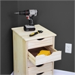 Jela Solid Wood 6 Drawer Roll Cart in Unfinished