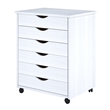 Jela Solid Wood 6 Drawer Wide Roll Cart in White